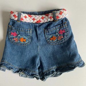 Baby Nass Chambray Embroidered Fish Ruffle Shorts 24 Months